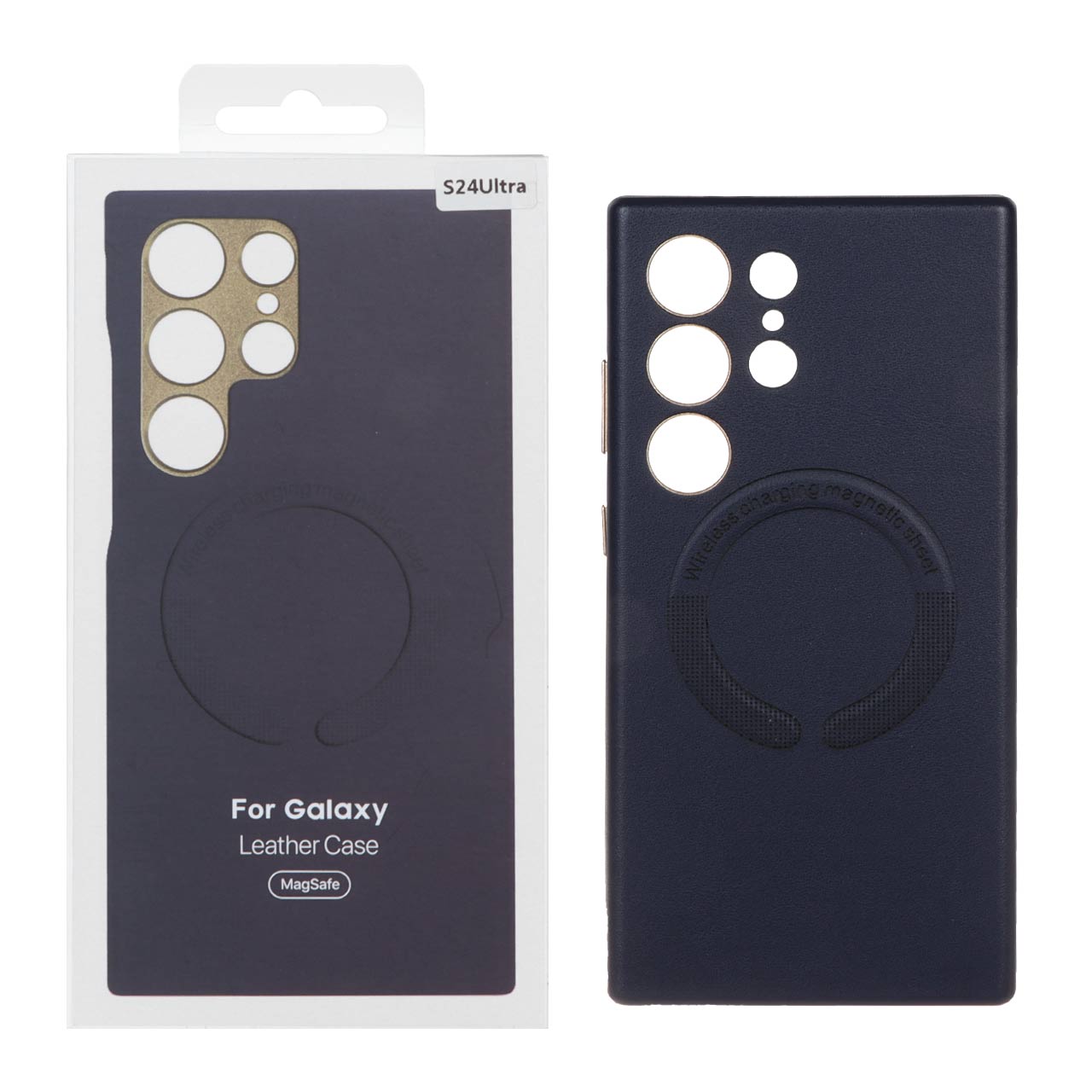 قاب اورجینال Leather Case Magsafe مدل Samsung Galaxy S24 Ultra - سرمه ای