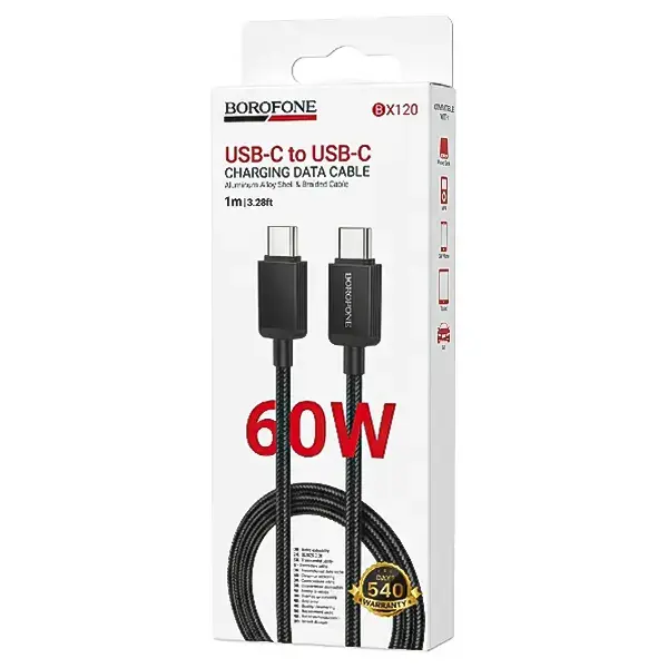 کابل دو سر تایپ سی 60W بروفون مدل BX120 طول 1 متر