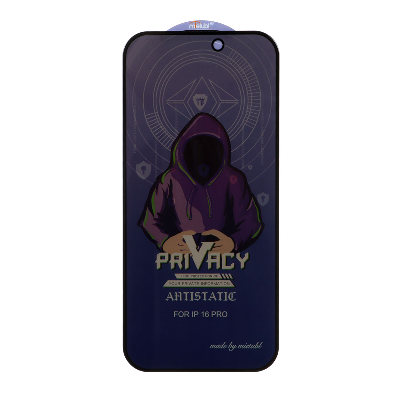 محافظ صفحه نمایش شیشه ای Full Cover Mietubl Anti Static Privacy مدل Apple iPhone 17 / iPhone 16 Pro