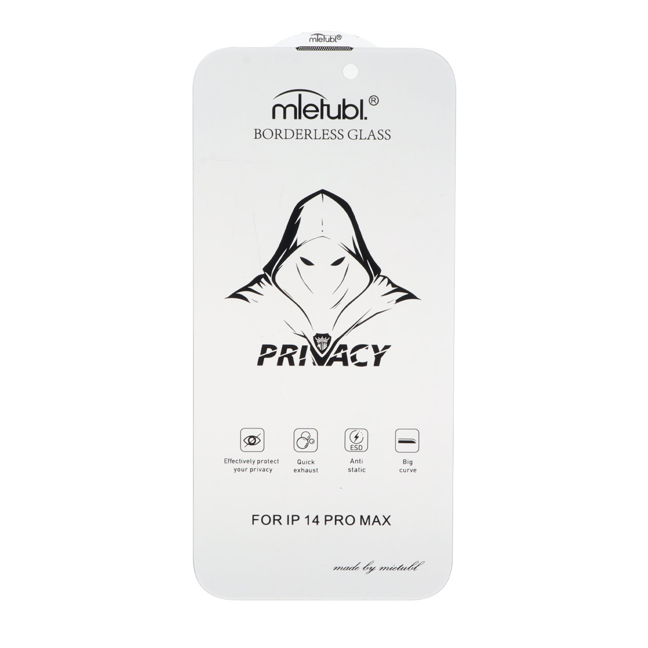 محافظ صفحه نمایش شیشه ای بدون حاشیه Full Cover Mietubl Privacy مدل Apple iPhone 14 Pro Max
