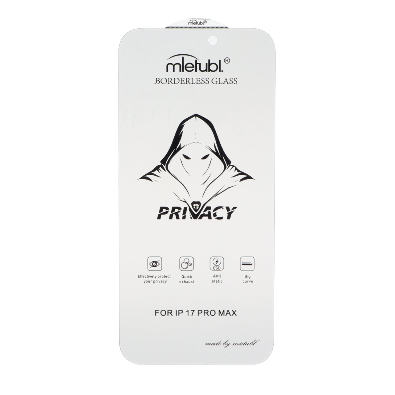 محافظ صفحه نمایش شیشه ای بدون حاشیه Full Cover Mietubl Privacy مدل Apple iPhone 17 Pro Max