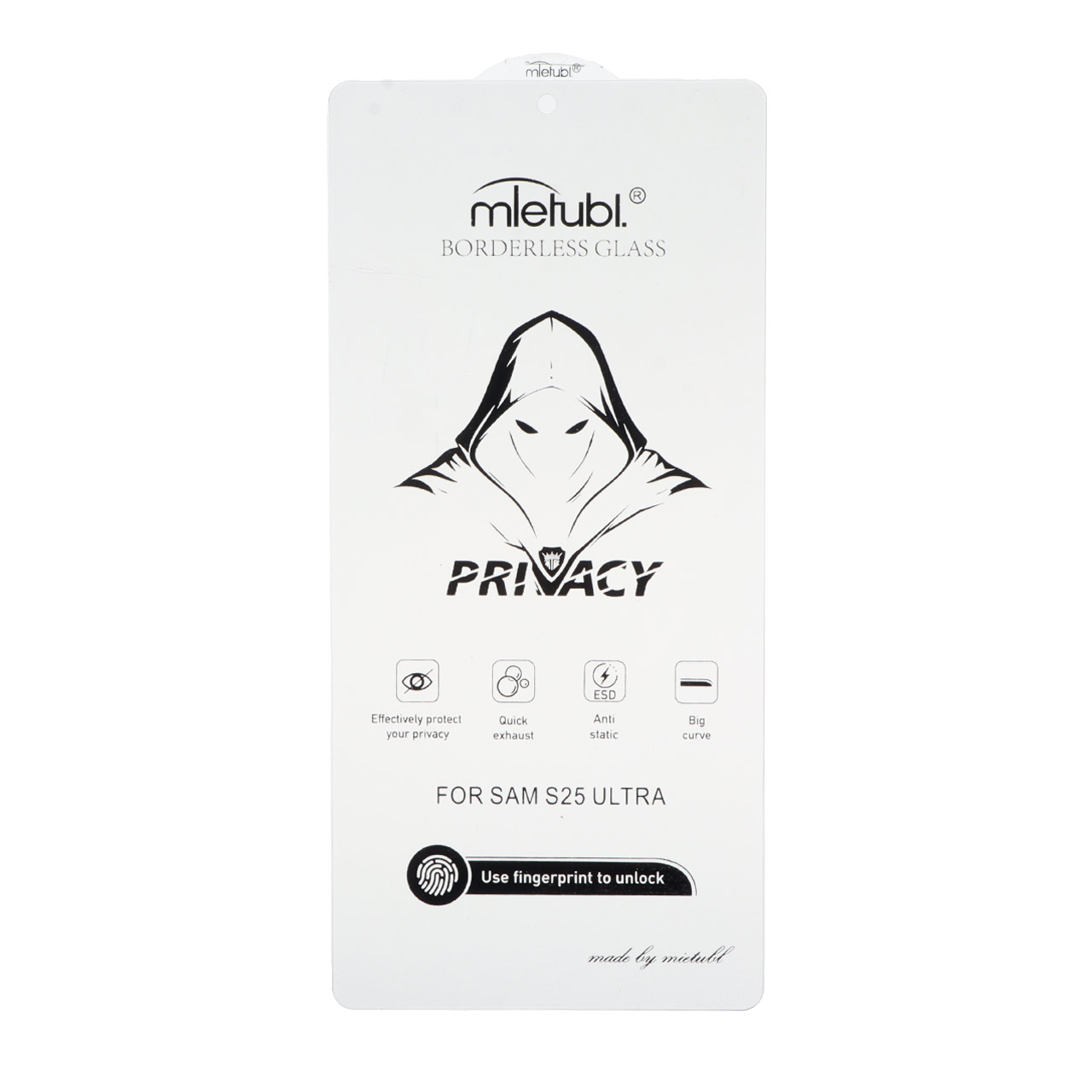 محافظ صفحه نمایش شیشه ای بدون حاشیه Full Cover Mietubl Privacy مدل Samsung Galaxy S25 Ultra