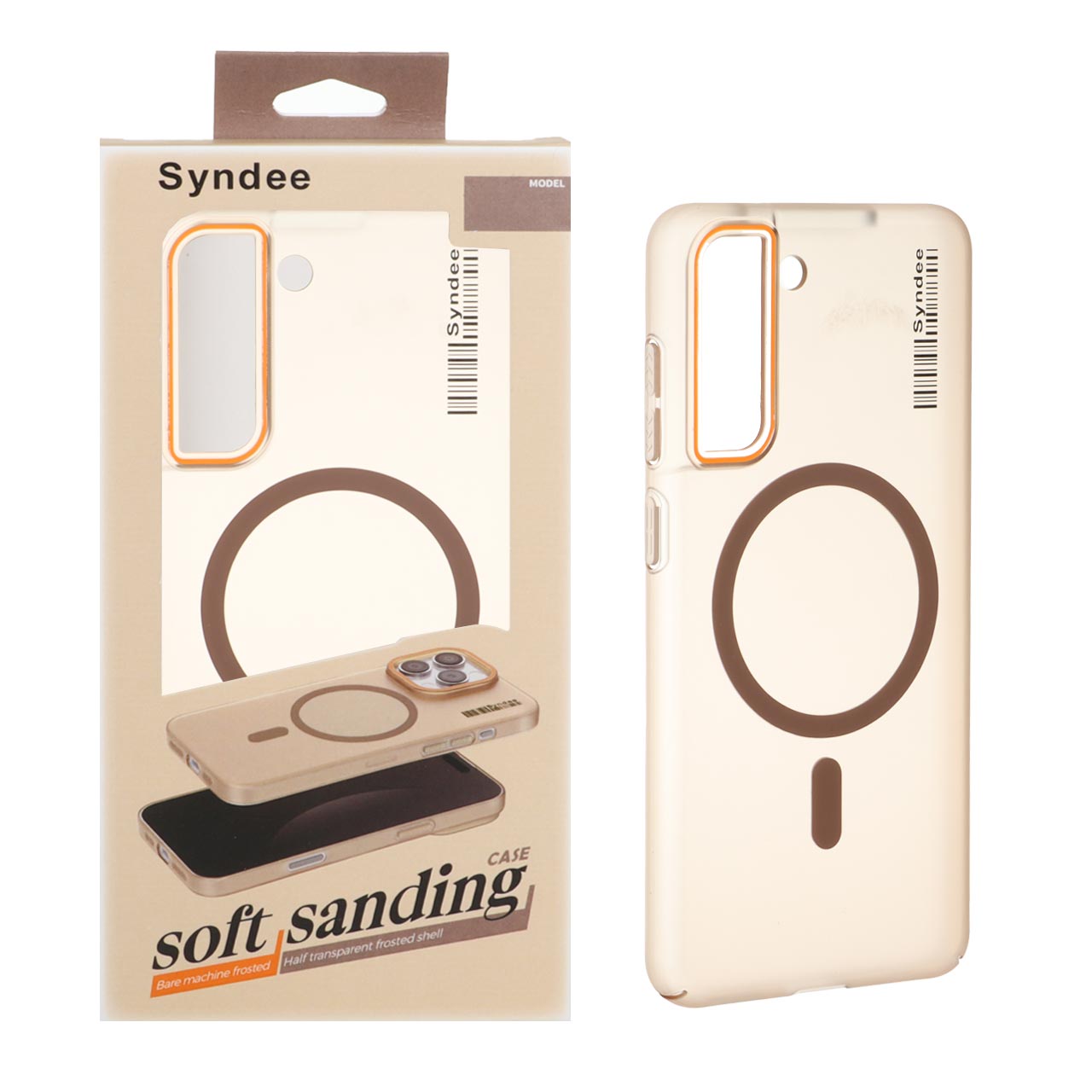 قاب اورجینال Syndee پشت مات MagSafe مدل Samsung Galaxy S21 FE - قهوه ای